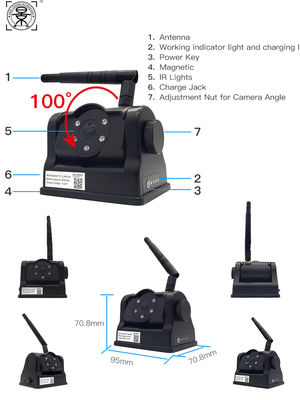 Cámara de respaldo magnética inalámbrica con batería, vista trasera WiFi móvil para furgoneta, camión y vehículo, compatible con IOS / Android