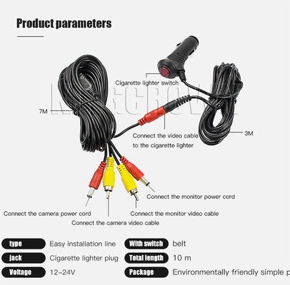 El encendedor multifuncional del cigarrillo de coche telegrafía DC24V 4 Pin Reversing Camera Connector