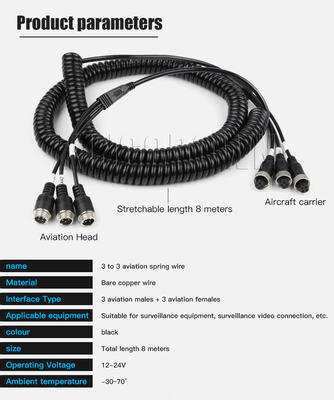 4 estirables FCC de los accesorios de la cámara del teleférico de la extensión de la primavera de la aviación de PIN Black 3 a 3