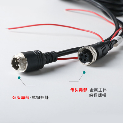 PVC 4 Pin Aviation Cable Wearproof Pull del metal resistente y elástico