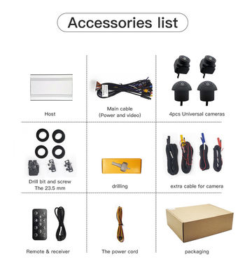 High-Resolution 360° Car Camera System for Parking Assistance, Blind Spot Detection, and Night Vision