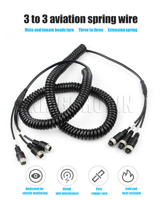Adaptador de cable divisor en espiral AV de 4 pines para aplicaciones de alimentación, cable de resorte para remolque de nailon, enchufe de aviación de cobre