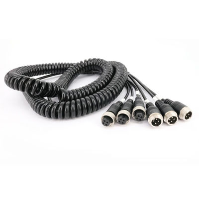 Adaptador de cable divisor en espiral AV de 4 pines para aplicaciones de alimentación, cable de resorte para remolque de nailon, enchufe de aviación de cobre
