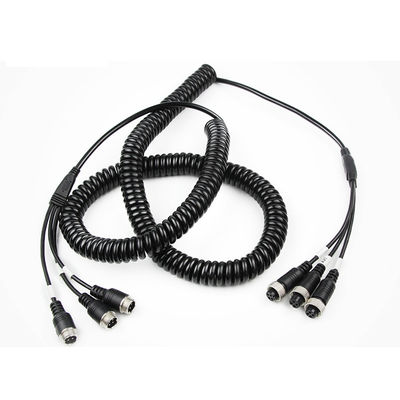 Cable retráctil de remolque con 4 pines, enchufe de aviación 8M de carga pesada, cable enrollado de cubierta TPU para sistema de monitoreo de semirremolque
