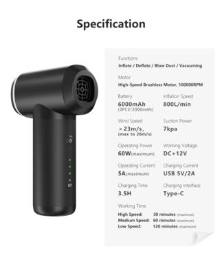 Aspiradora portátil para coche de 12 V con cable de alimentación de 16 pies y accesorios de detallado para el interior del vehículo