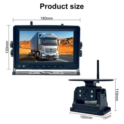 Monitoreo de DVR de camión inalámbrico de alta definición, visión nocturna de 7 pulgadas WiFi con energía solar cámara de grabación de respaldo inversa para Winnebago Travato RV