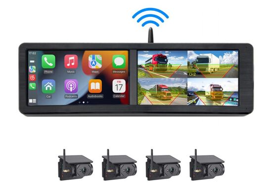 Sistema de cámaras de energía solar AHD 360° con monitores inalámbricos para camiones y autobuses