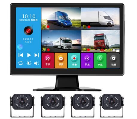 10.1 pulgadas 1080P Monitoreo de visión trasera de automóviles Visión nocturna Cámara inversa Detección de punto ciego Dash Cam Sistema de alarma de seguridad
