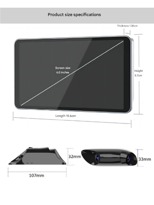 Espejo retrovisor electrónico de doble lente 1080P Pantalla de alto brillo de 6 pulgadas Cuerpo de aluminio ultradelgado Cámara de espejo retrovisor de vehículo impermeable para automóviles