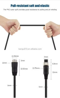 Cable de conector de aviación 4PIN con núcleo de cobre puro IP67 de diseño flexible impermeable y espiral para cámaras de vehículos
