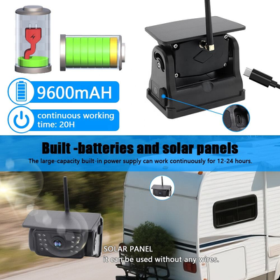 WiFi Cámara solar para automóvil Base magnética Inalámbrica AI BSD Alarma de punto ciego Cámara trasera de respaldo Visión nocturna Instalación impermeable sin daños