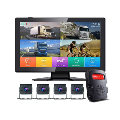 10 Inch IPS 4 Channel Truck Dash Cam Monitoring System, AI Backup Camera with BSD Blind Spot Detection for Commercial Vehicle