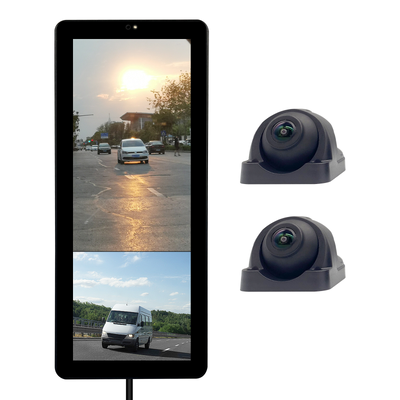 12.3 pulgadas de pantalla táctil de monitor de espejo, 1080P AHD cámara inversa con 360 ° vista y sistema de detección de puntos ciegos de seguridad para camiones y autobuses