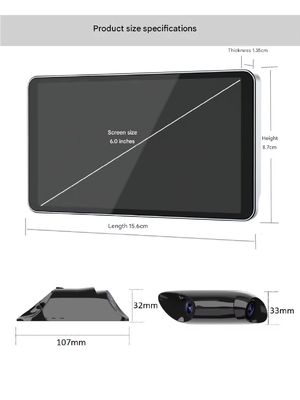6.0 Inch IPS 600CD HD Digital Rear-View Mirror System with IP67 Dustproof and Waterproof Dual Side Cameras for Blind Spot Monitoring