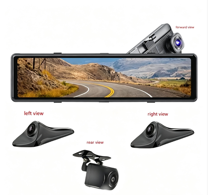 11.26 pulgadas 4CH AHD 1080P Espejo Dashcam Auto Espejo retrovisor DVR Registrador Vehículo Caja Negra